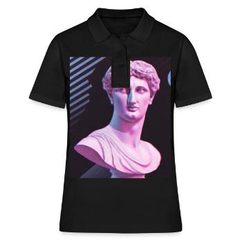 Vaporwave Statue Römische Büste - Frauen Polo Shirt - Schwarz - Vorne - Ailine (174cm)
