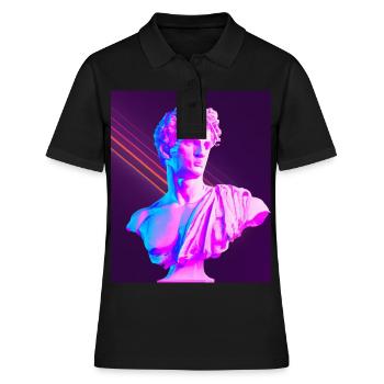 Vaporwave Statue Buste romain - Polo Femme - noir - Devant - Ailine (174cm)