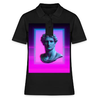 Vaporwave Statue Römische Büste - Frauen Polo Shirt - Schwarz - Vorne - Ailine (174cm)