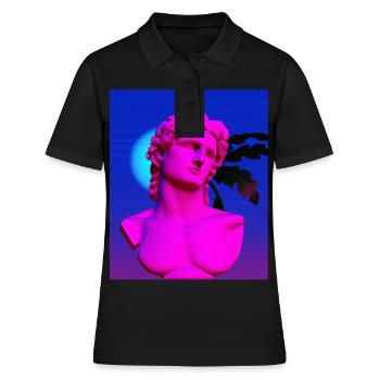Vaporwave Statue Buste romain - Polo Femme - noir - Devant - Ailine (174cm)