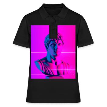 Vaporwave Statue Buste romain - Polo Femme - noir - Devant - Ailine (174cm)