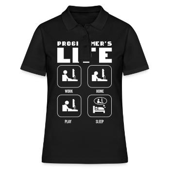 Programmers Life. Work Home Play Sleep Programming - Frauen Polo Shirt - Schwarz - Vorne - Ailine (174cm)