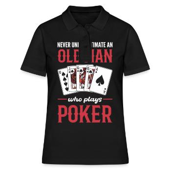 Ne sous-estimez jamais un vieil homme qui joue au poker - Polo Femme - noir - Devant - Ailine (174cm)