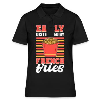 Easily Distracted By French Fries Fried Potato - Frauen Polo Shirt - Schwarz - Vorne - Ailine (174cm)
