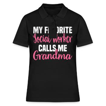 Sozialarbeit Sozialarbeiter Soziale Arbeit Oma - Frauen Polo Shirt - Schwarz - Vorne - Ailine (174cm)