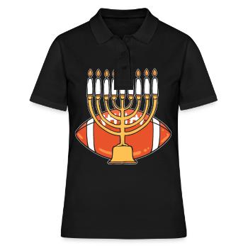 Hanukkah American Football Jewish Menorah Candles - Frauen Polo Shirt - Schwarz - Vorne - Ailine (174cm)