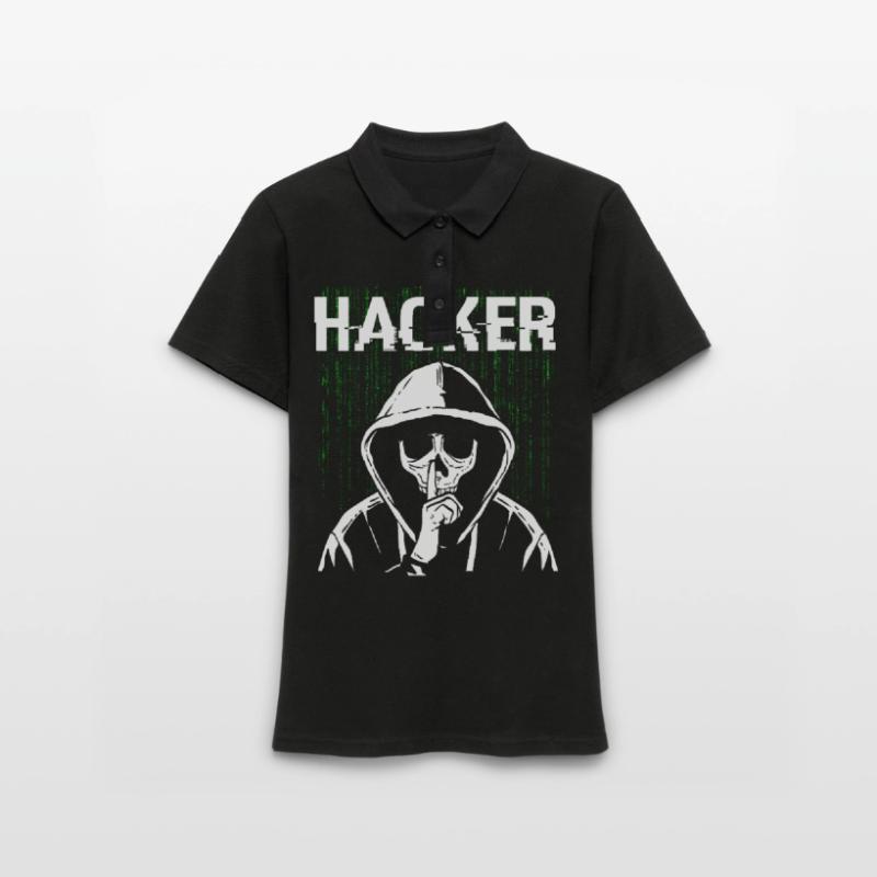 Hacker Skull Hacking Programming Dark Net Frauen Polo Shirt