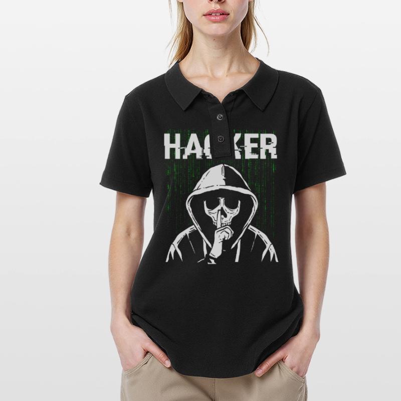 Hacker Skull Hacking Programming Dark Net Frauen Polo Shirt