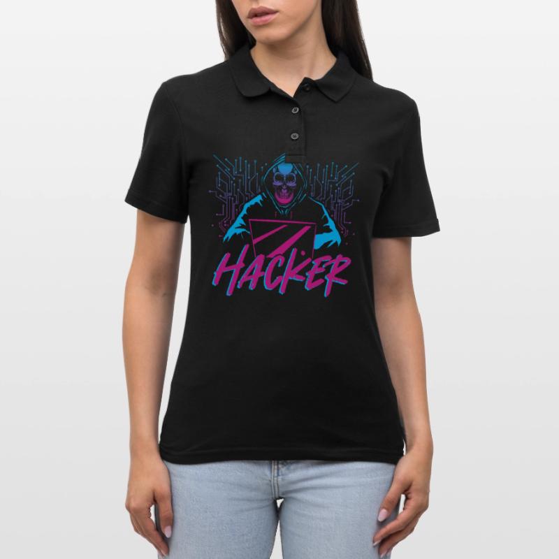 Hacker Hacking Computer Nerd Network Developer Polo Femme