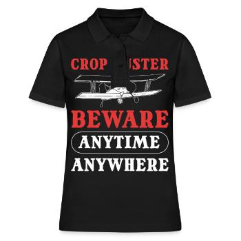 Crop Duster Beware Anytime Anywhere Farting Crop - Women's Polo Shirt - black - Front - Ailine (174cm)