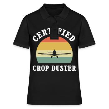 Certified Crop Duster Farting Joke Crop Dusting - Frauen Polo Shirt - Schwarz - Vorne - Ailine (174cm)