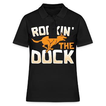 Rockin' The Dock Dock Diving Dog Jumping - Frauen Polo Shirt - Schwarz - Vorne - Ailine (174cm)