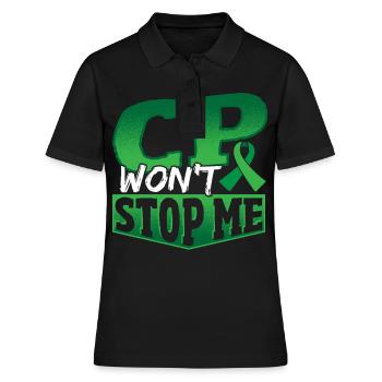 CP ne m’arrêtera pas Paralysie cérébrale Paralysie guerrière - Polo Femme - noir - Devant - Ailine (174cm)