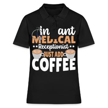Réceptionniste médical instantané Il suffit d’ajouter du café - Polo Femme - noir - Devant - Ailine (174cm)