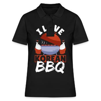 I Love Korean BBQ Traditional Asian Cuisine - Frauen Polo Shirt - Schwarz - Vorne - Ailine (174cm)