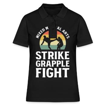 Arts martiaux mixtes Strike Grapple Fight MMA - Polo Femme - noir - Devant - Ailine (174cm)