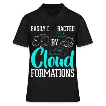 Easily Distracted By Cloud Formations - Frauen Polo Shirt - Schwarz - Vorne - Ailine (174cm)