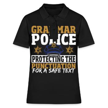 Grammatik-Polizei Rechntschreibung - Frauen Polo Shirt - Schwarz - Vorne - Ailine (174cm)