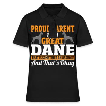 Stolzes Elternteil einer Deutschen Dogge - Frauen Polo Shirt - Schwarz - Vorne - Ailine (174cm)
