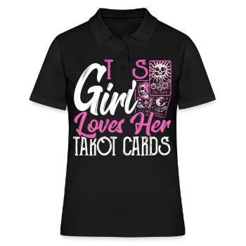Cette fille aime ses cartes de tarot Cartes de Tarot - Polo Femme - noir - Devant - Ailine (174cm)