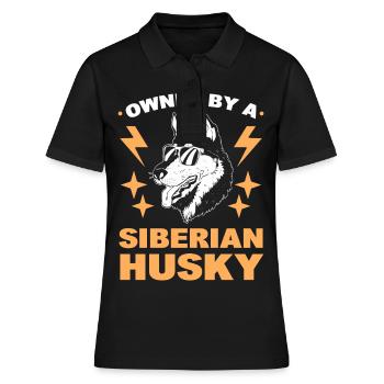 Im Besitz eines Siberian Huskys Siberian Sled Dog - Frauen Polo Shirt - Schwarz - Vorne - Ailine (174cm)