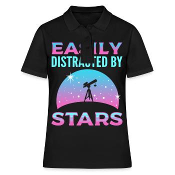Facilement distrait par Stars Astronomy Astronomer - Polo Femme - noir - Devant - Ailine (174cm)