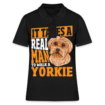 Yorkshire Terrier-Besitzer: Nur ein echter Mann - Frauen Polo Shirt - Schwarz - Vorne - Ailine (174cm)