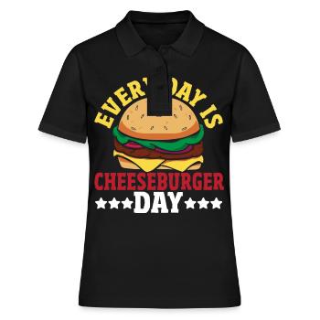 Hamburger Käse Cheeseburger Snacks Cheeseburger - Frauen Polo Shirt - Schwarz - Vorne - Ailine (174cm)