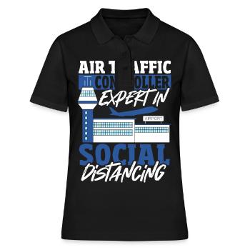 Radar Avion Aéroport Contrôleur De La Circulation Aérienne Uniforme - Polo Femme - noir - Devant - Ailine (174cm)