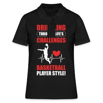 Sport Korbball Basketballspieler - Frauen Polo Shirt - Schwarz - Vorne - Ailine (174cm)
