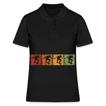 Skateboarder Skateboard Evolution Skate Skateing - Frauen Polo Shirt - Schwarz - Vorne - Ailine (174cm)