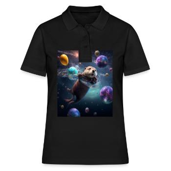 Drôle Space Otters Space Otter avec Planet - Polo Femme - noir - Devant - Ailine (174cm)