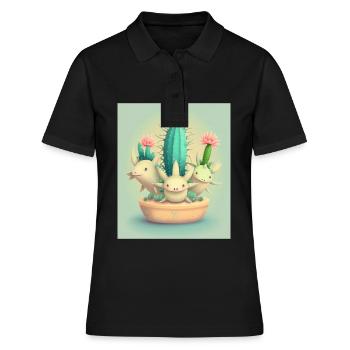 Mexican Cactus Plant Lover Cactus Axolotl Mexican - Frauen Polo Shirt - Schwarz - Vorne - Ailine (174cm)