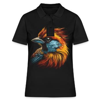 Sperling Majestätisch Tier Tropisch - Frauen Polo Shirt - Schwarz - Vorne - Ailine (174cm)