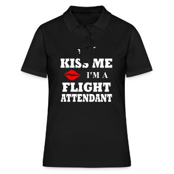 Kiss me Flight Attendant, hôtesse de l’air, cadeau - Polo Femme - noir - Devant - Ailine (174cm)