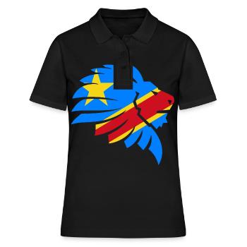 Kongo Zaire Kongu Congo Kongó Flagge Löwe Geschenk - Frauen Polo Shirt - Schwarz - Vorne - Ailine (174cm)