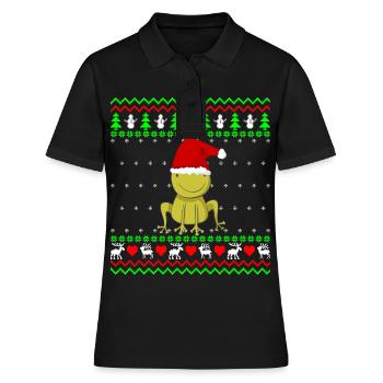 Cadeau de Noël laid Crapaud Grenouille - Polo Femme - noir - Devant - Ailine (174cm)
