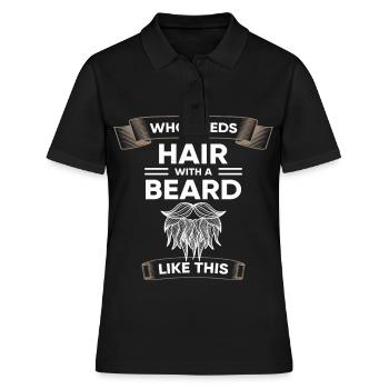 Barbe barbe barbe pleine barbe cadeau cheveux splendeur - Polo Femme - noir - Devant - Ailine (174cm)
