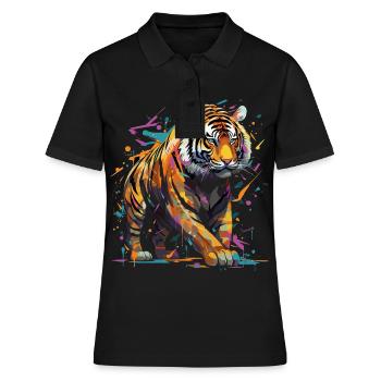 Wütender Tiger. Wut im Graffiti-Stil. - Frauen Polo Shirt - Schwarz - Vorne - Ailine (174cm)