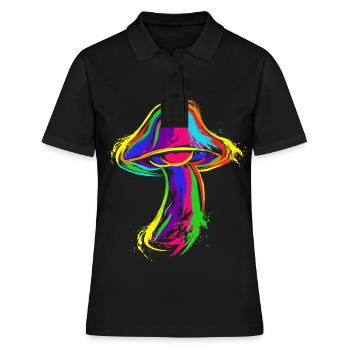 Goa Psytrance Zauberpilz Geschenk für Goa Trancer - Frauen Polo Shirt - Schwarz - Vorne - Ailine (174cm)