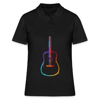 Farbverlauf Akustische Gitarre - Frauen Polo Shirt - Schwarz - Vorne - Ailine (174cm)