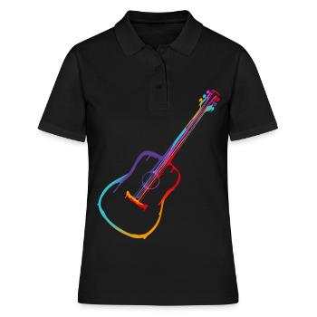 Farbverlauf Akustische Gitarre - Frauen Polo Shirt - Schwarz - Vorne - Ailine (174cm)