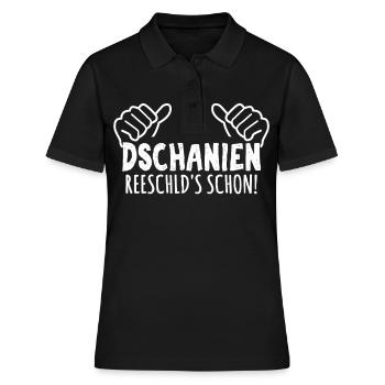 Janine macht das schon auf sächsisch Sachsen Ossi - Frauen Polo Shirt - Schwarz - Vorne - Ailine (174cm)