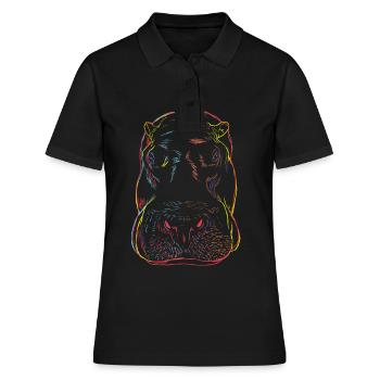 Neugieriger Nilpferd - Frauen Polo Shirt - Schwarz - Vorne - Ailine (174cm)