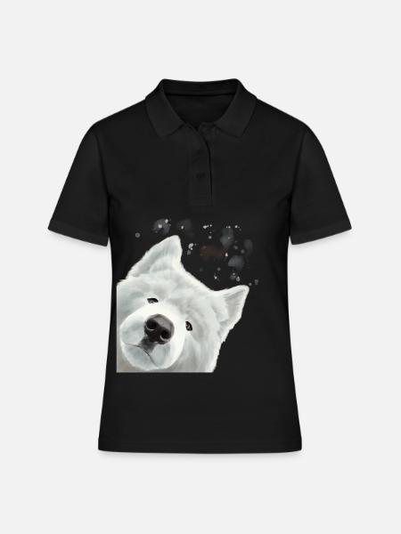 Neugieriges Samojede Hund - Frauen Polo Shirt - Schwarz