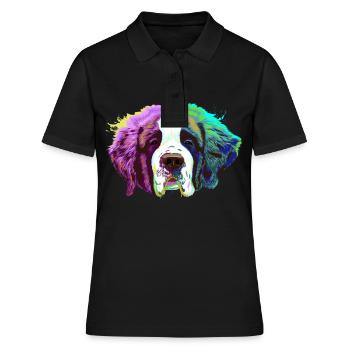 Splash Saint Bernard Dog - Women's Polo Shirt - black - Front - Ailine (174cm)