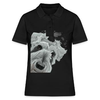 Chien museau curieux - Polo Femme - noir - Devant - Ailine (174cm)