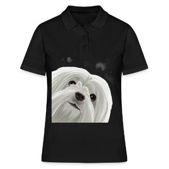 Chien maltais curieux - Polo Femme - noir - Devant - Ailine (174cm)