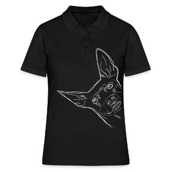 Neugieriger Zwergpinscher Hund - Frauen Polo Shirt - Schwarz - Vorne - Ailine (174cm)