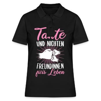 Tante & Nichte zweifache Tante Patentante Geschenk - Frauen Polo Shirt - Schwarz - Vorne - Ailine (174cm)